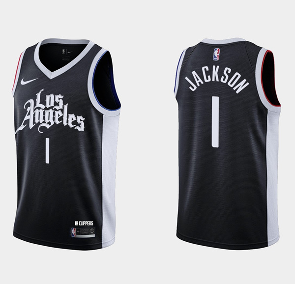 Men's Los Angeles Clippers #1 Reggie Jackson Black City Edition Stitched Basketball Jersey